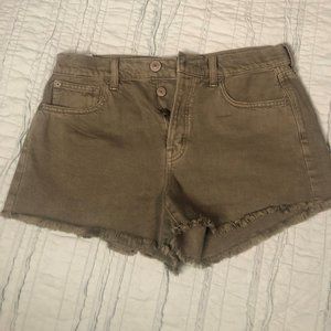 American Eagle Green Cutoff Denim Shorts